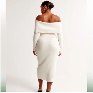 Abercrombie Off-Shoulder White Knit Dress